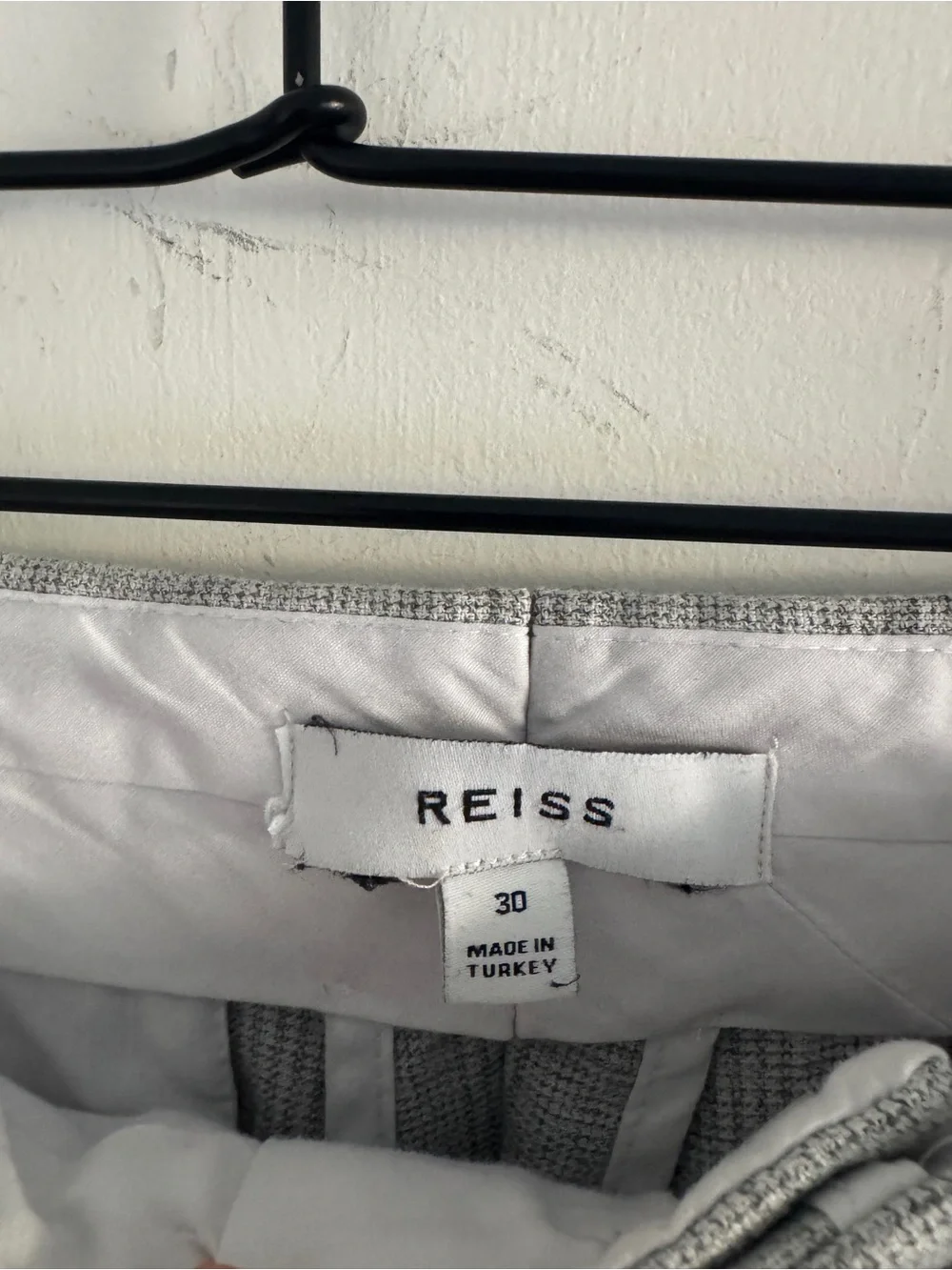 REISS Gray Check Slim Trouser Pants 30 Tailored Plaid